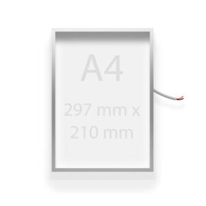 LED-FRAME/A4: A4 Size LED Frame, Single Side Lighting, 10mm Thickness, DC 12V 1A (Power Supply Not Included)